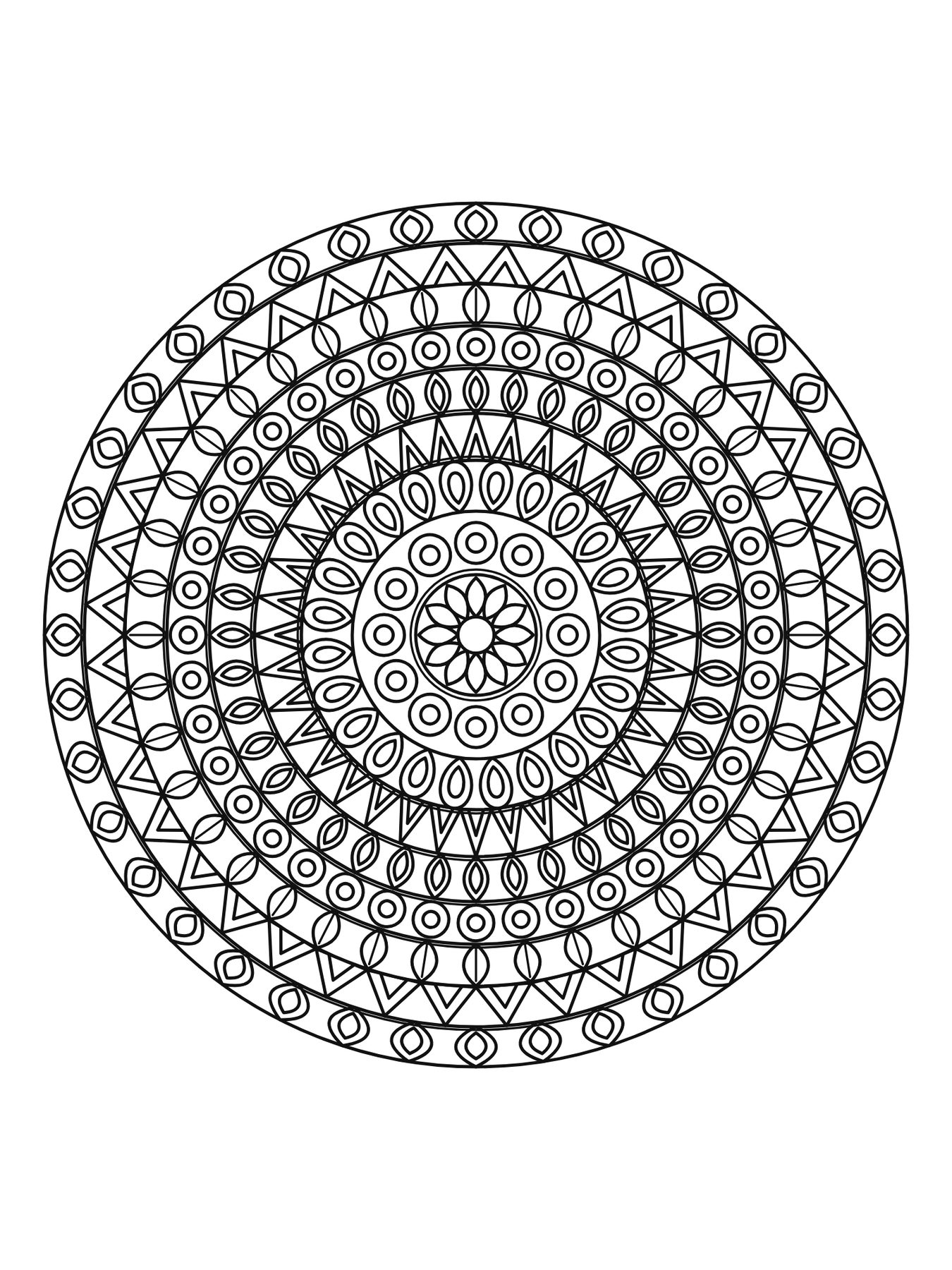 Mandala detalhada para adultos número 11 para colorir