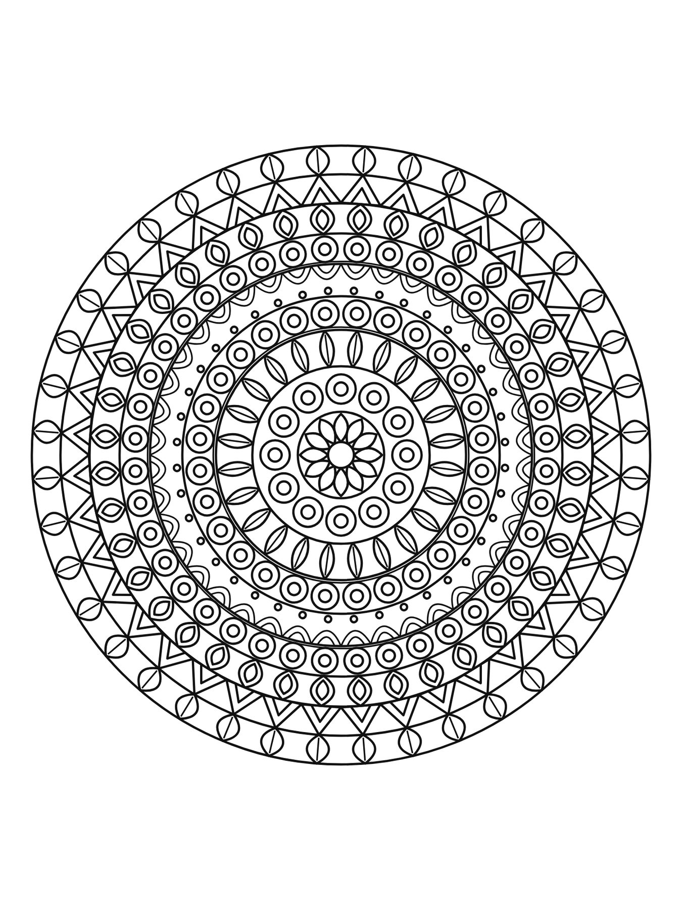 Mandala detalhada para adultos número 13 para colorir
