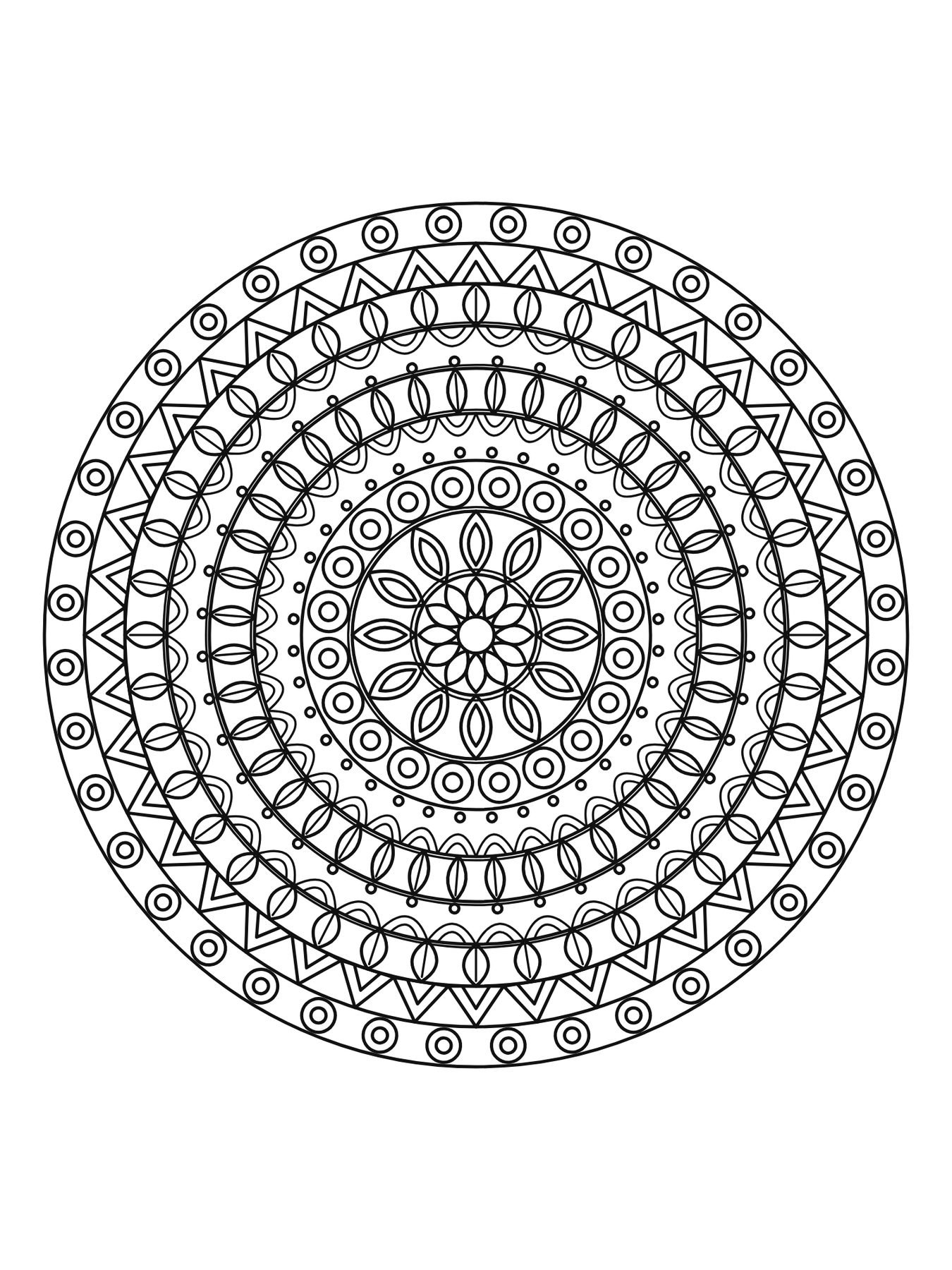 Mandala detalhada para adultos número 15 para colorir