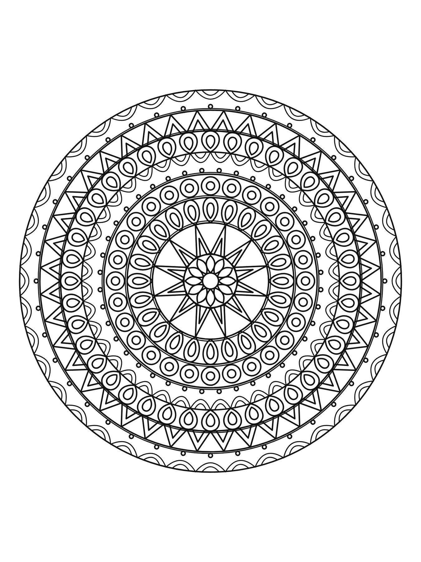 Mandala detalhada para adultos número 9 para colorir
