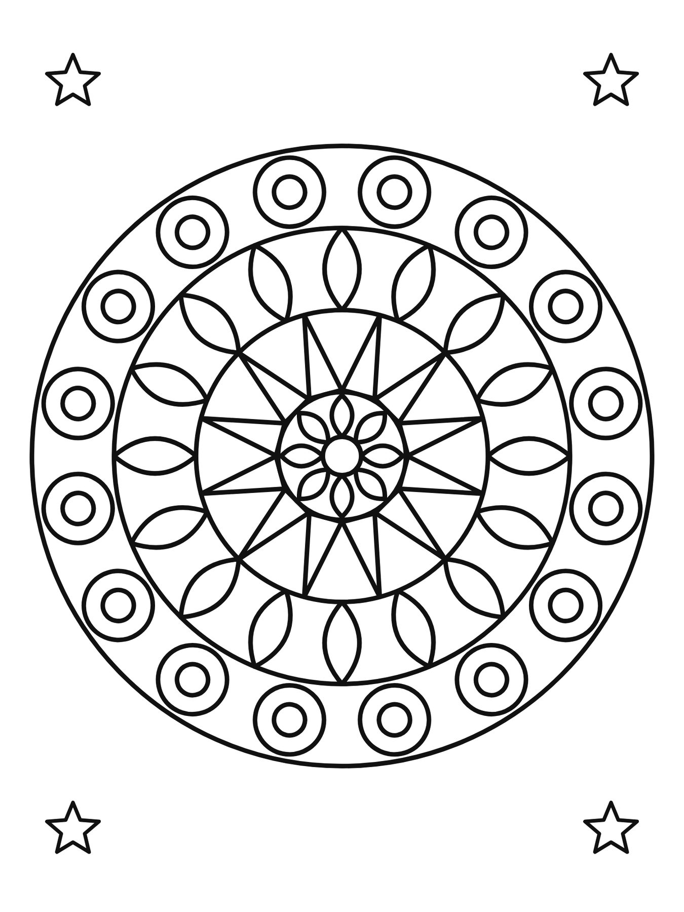 Mandala simples para crianças número 1 para colorir