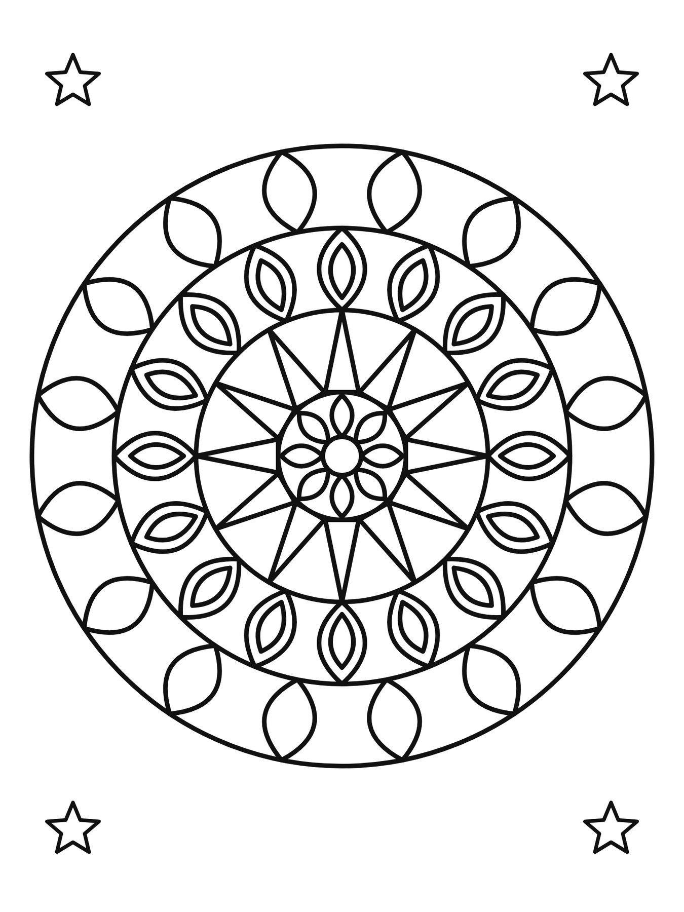 Mandala simples para crianças número 2 para colorir