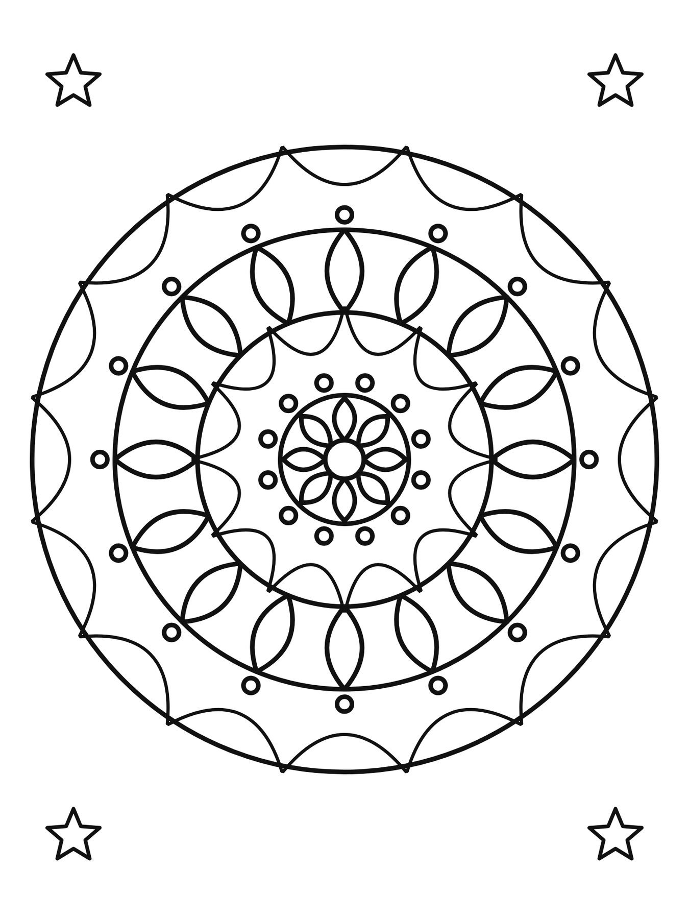 Mandala simples para crianças número 3 para colorir