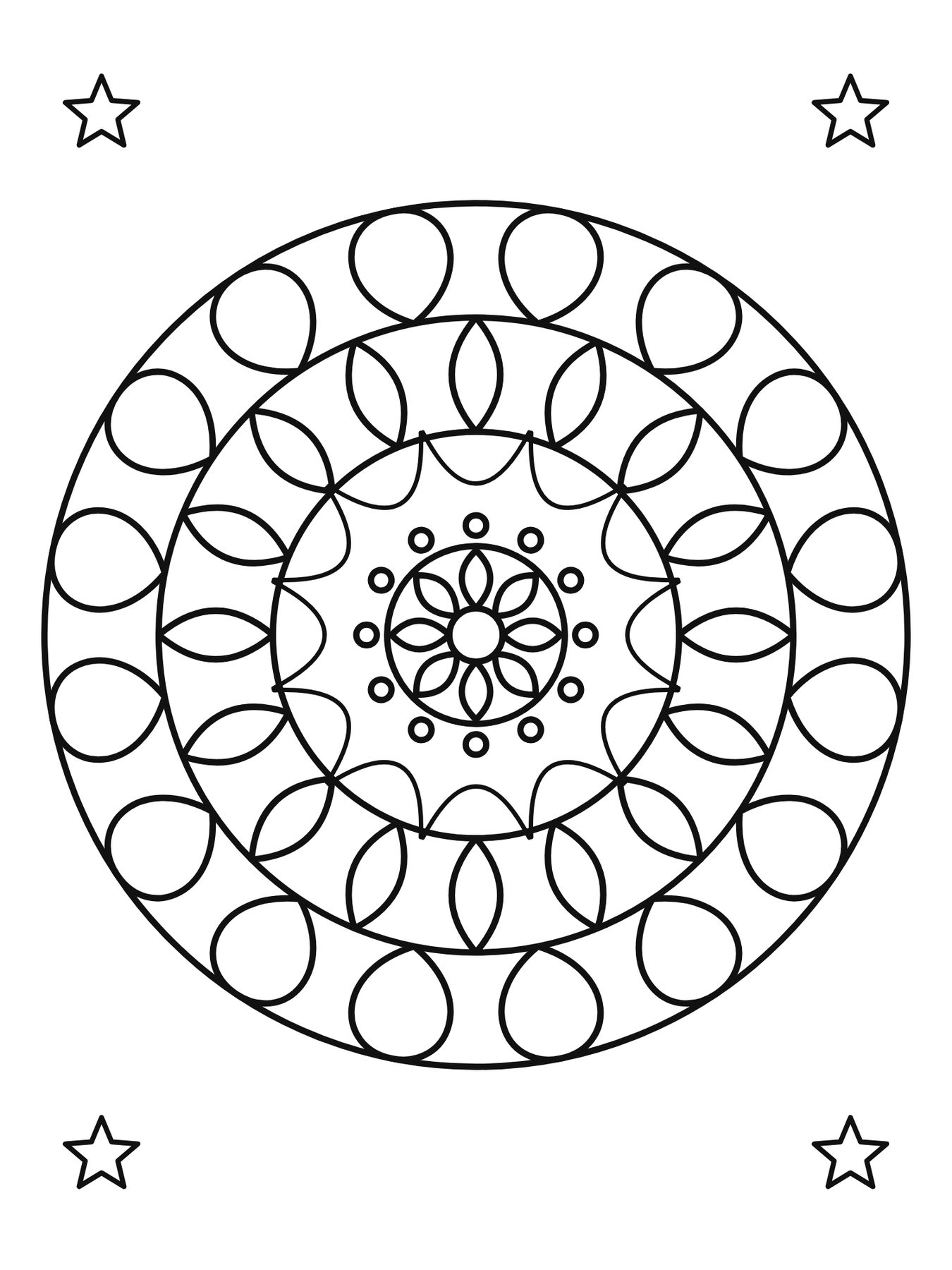Mandala simples para crianças número 4 para colorir