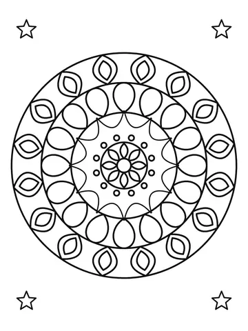 Mandala simples para crianças número 5 para colorir