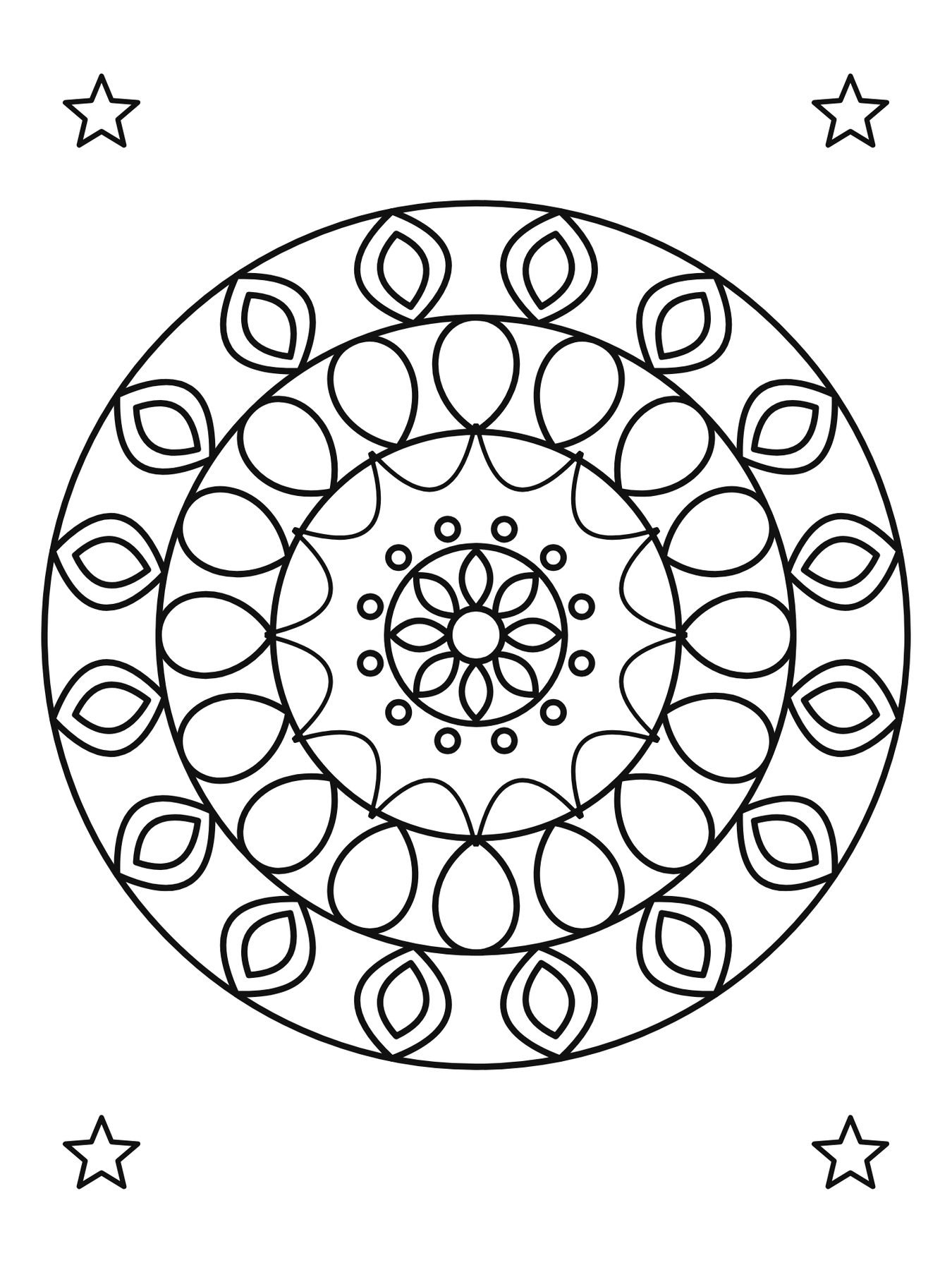 Mandala simples para crianças número 5 para colorir