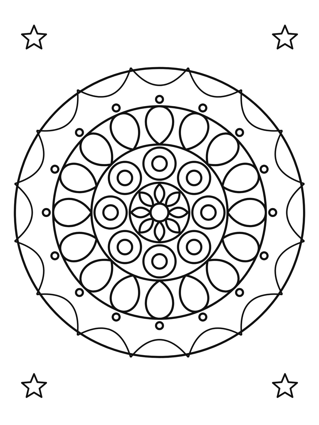 Mandala simples para crianças número 6 para colorir
