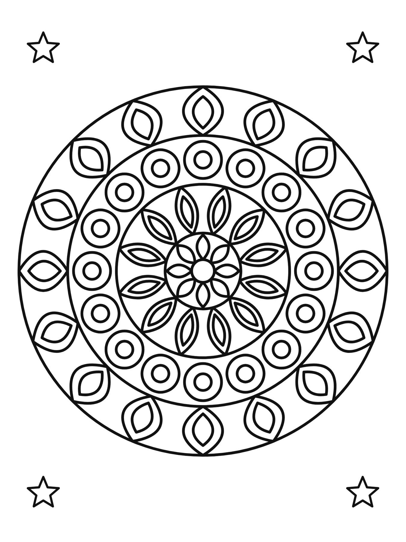 Mandala simples para crianças número 8 para colorir
