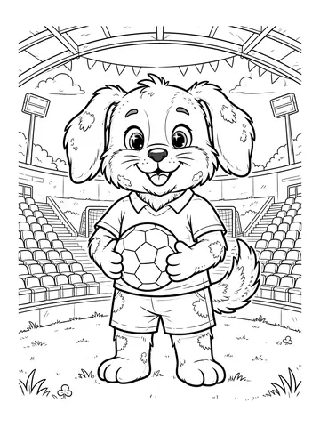 Desenho de mascote original de futebol cachorro para colorir