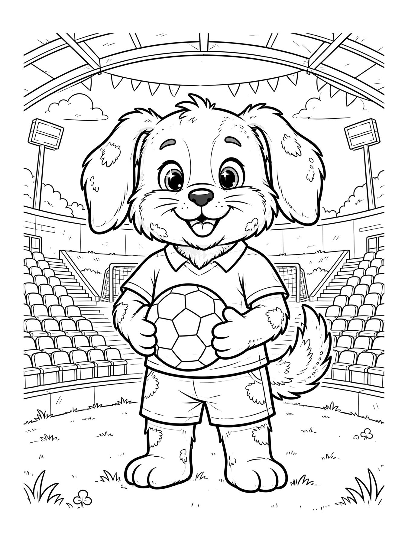 Desenho de mascote original de futebol cachorro para colorir