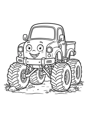 Desenho de monster truck com rodas grandes para colorir
