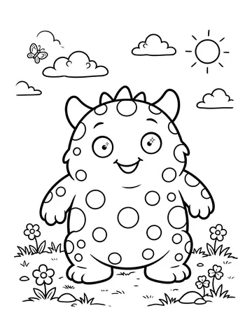Desenho de monstrinho de bolinhas para colorir