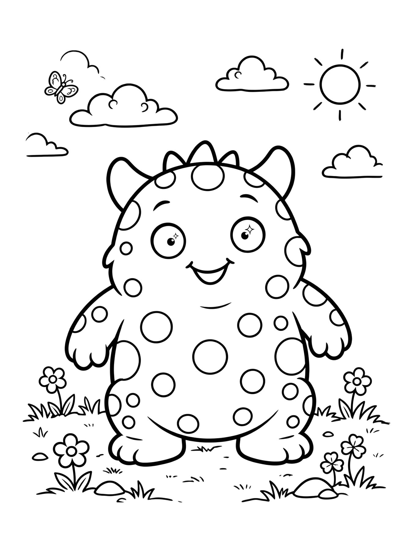 Desenho de monstrinho de bolinhas para colorir