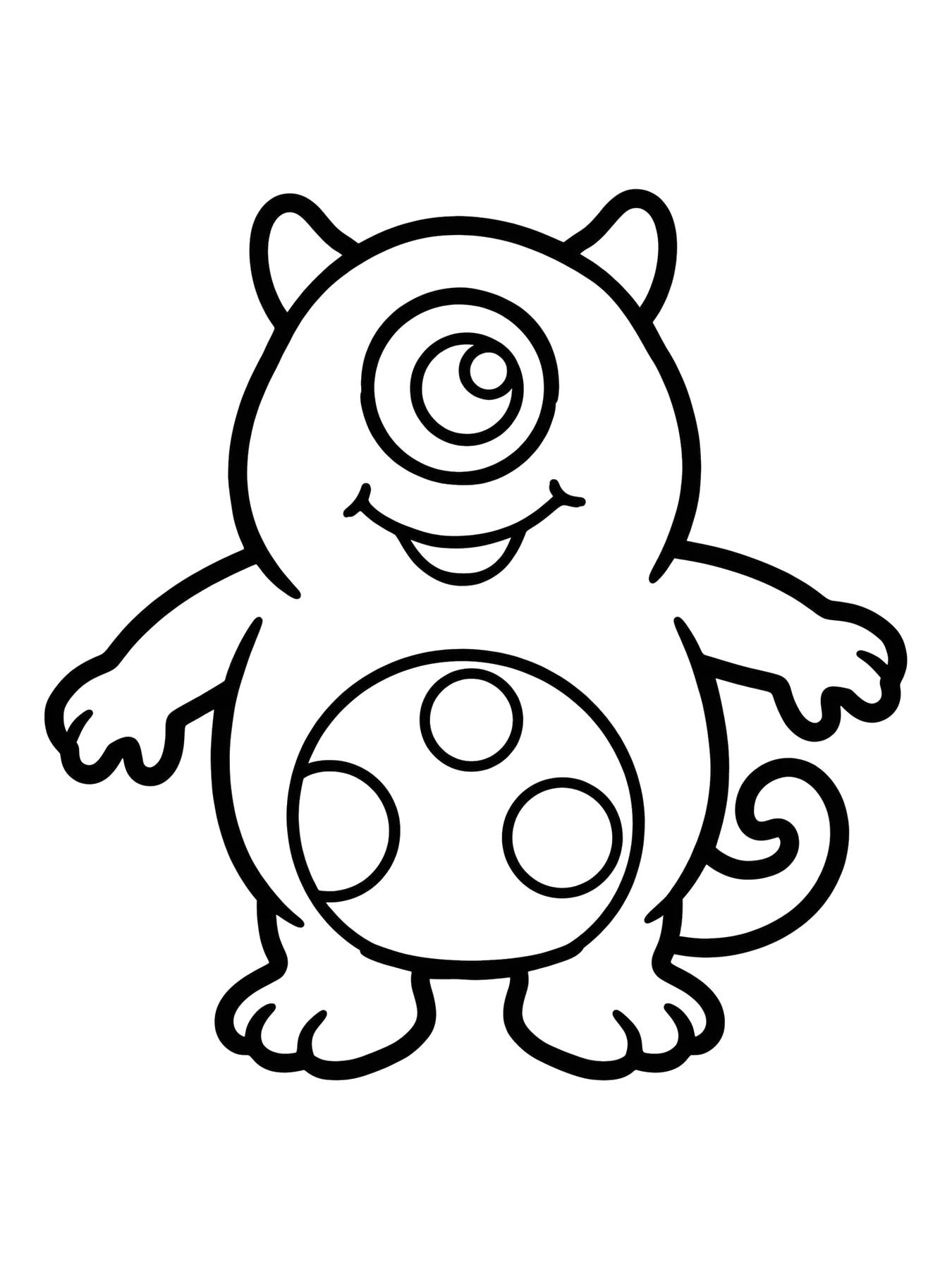 Desenho de monstrinho fofo de um olho sorrindo para colorir