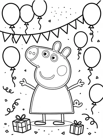 Desenho de Peppa Pig na festa para colorir