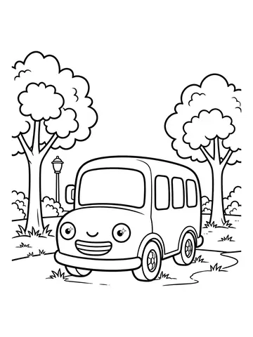 Desenho de ônibus escolar fofo para colorir
