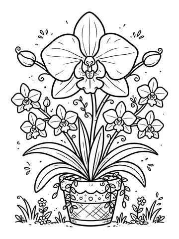 Desenho de orquídea para colorir