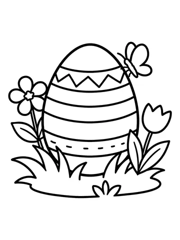 Desenho de ovo de Páscoa decorado com listras para colorir