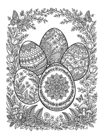 Desenho de ovos decorados para adultos para colorir