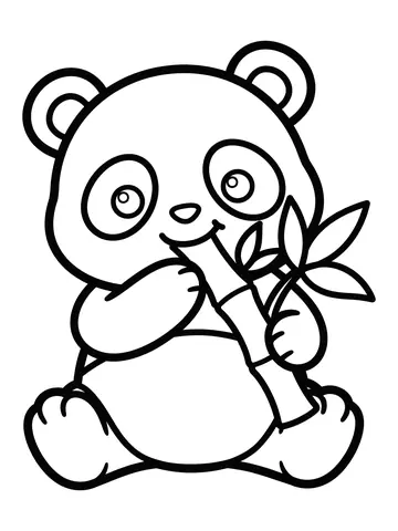 Desenho de panda comendo bambu para colorir