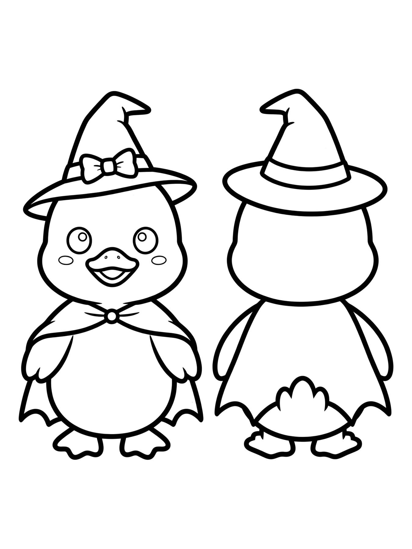 Desenho de paper duck com fantasia de Halloween para colorir