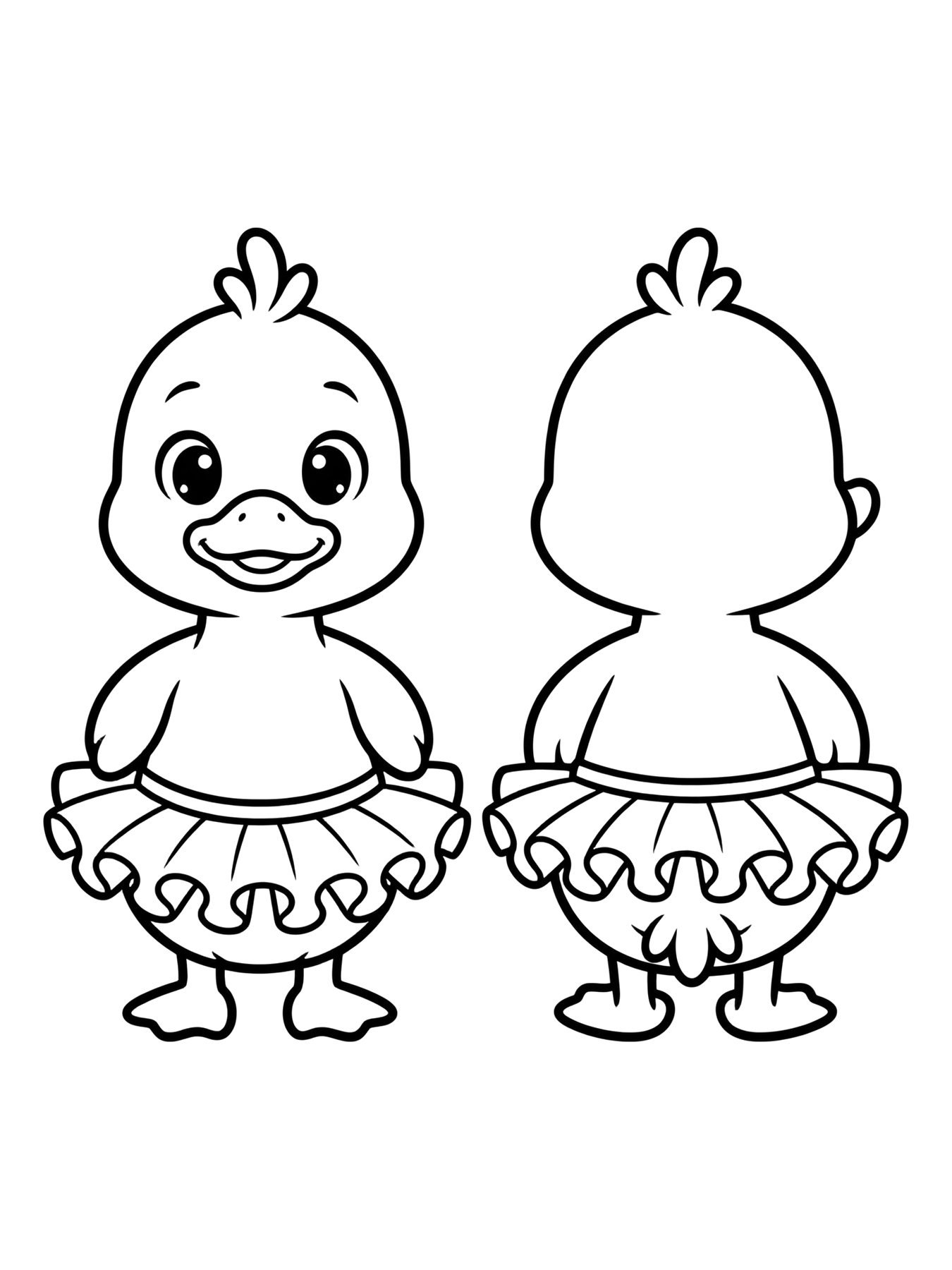 Desenho de paper duck com roupa de bailarina para colorir
