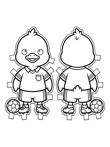 Desenho de paper duck com roupa de jogador de futebol para colorir