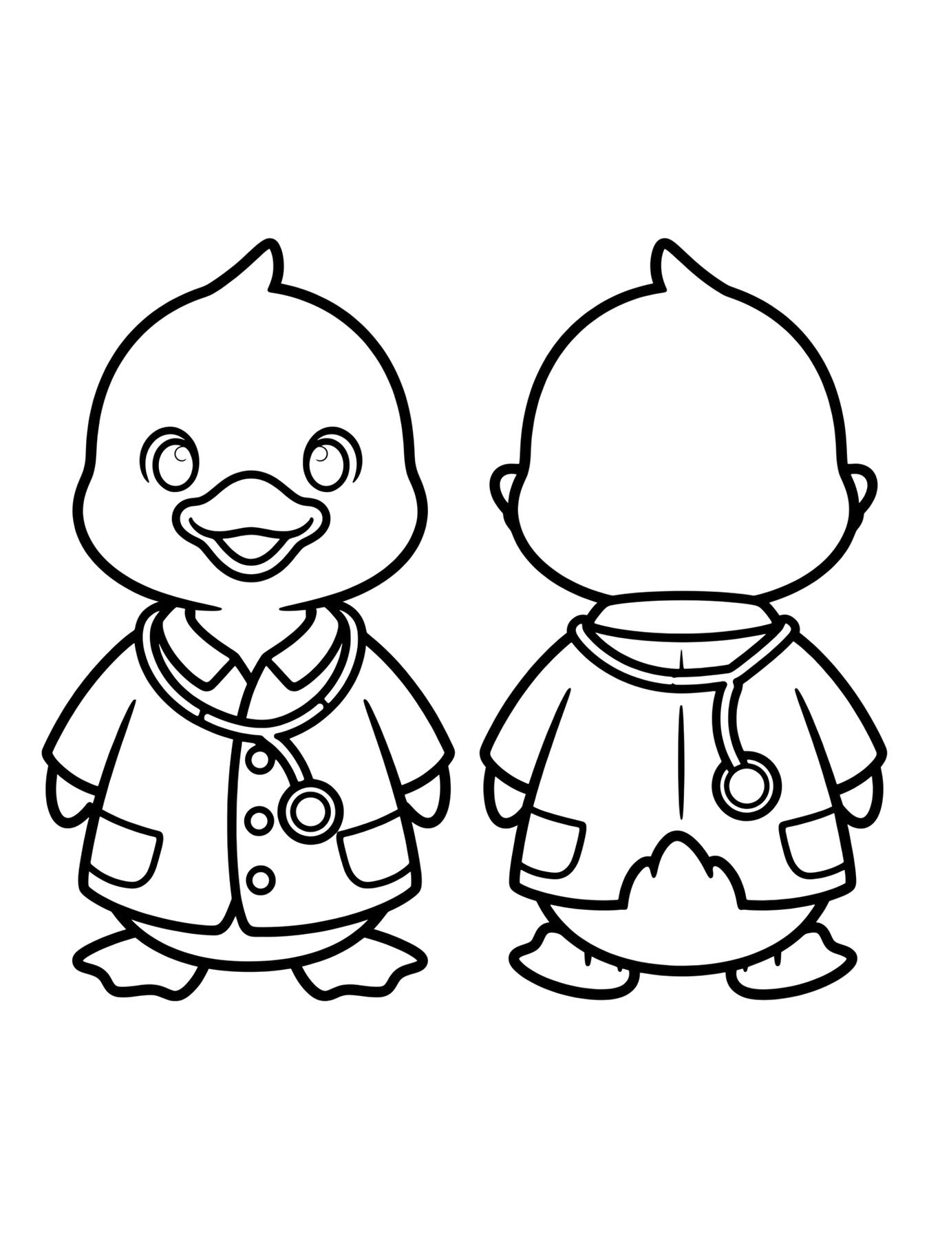 Desenho de paper duck com roupa de médico para colorir