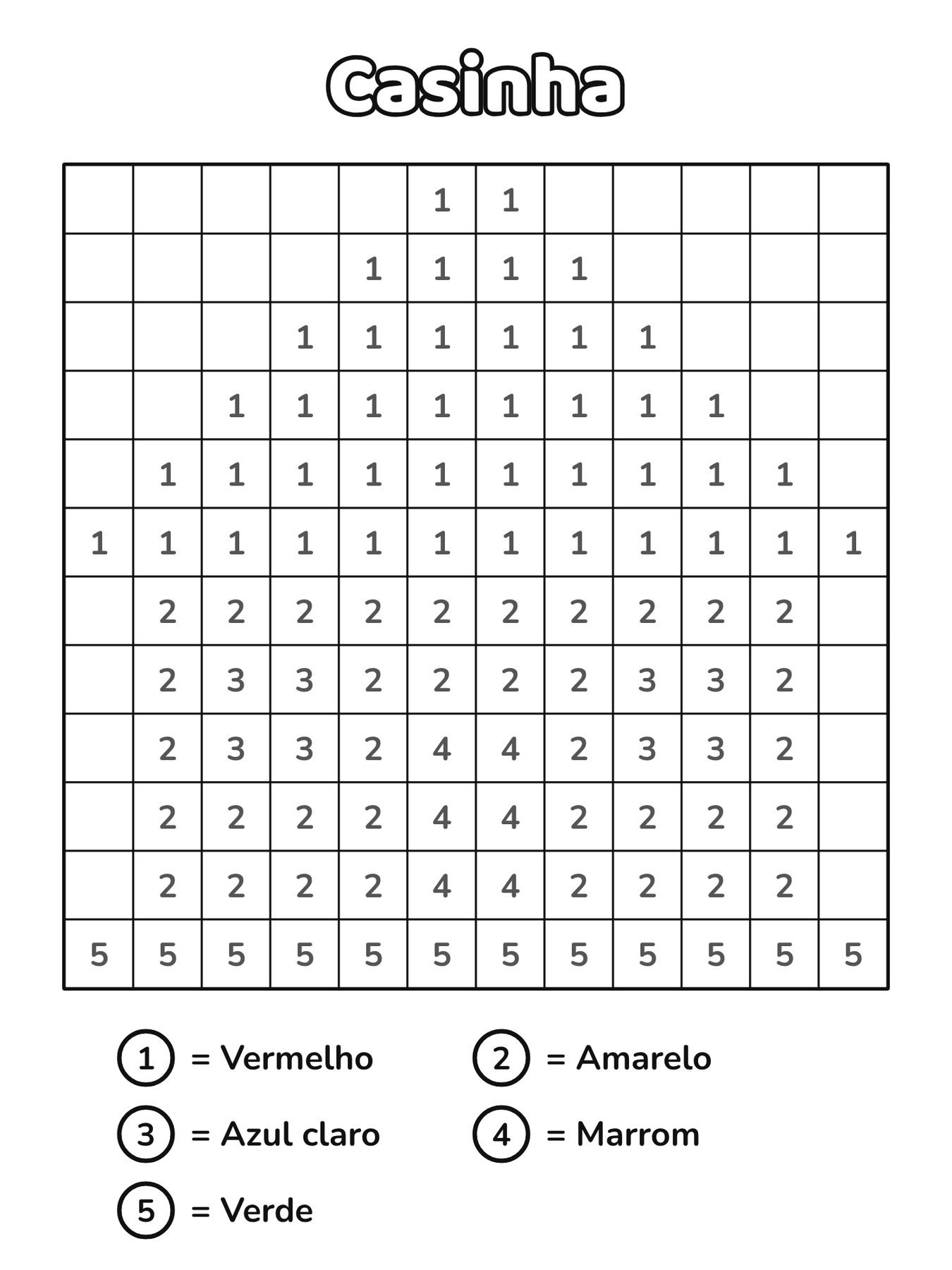 Casinha em mosaico para pintar por números