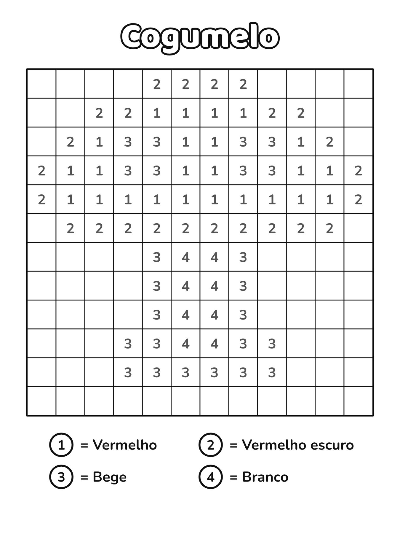 Cogumelo em mosaico para pintar por números
