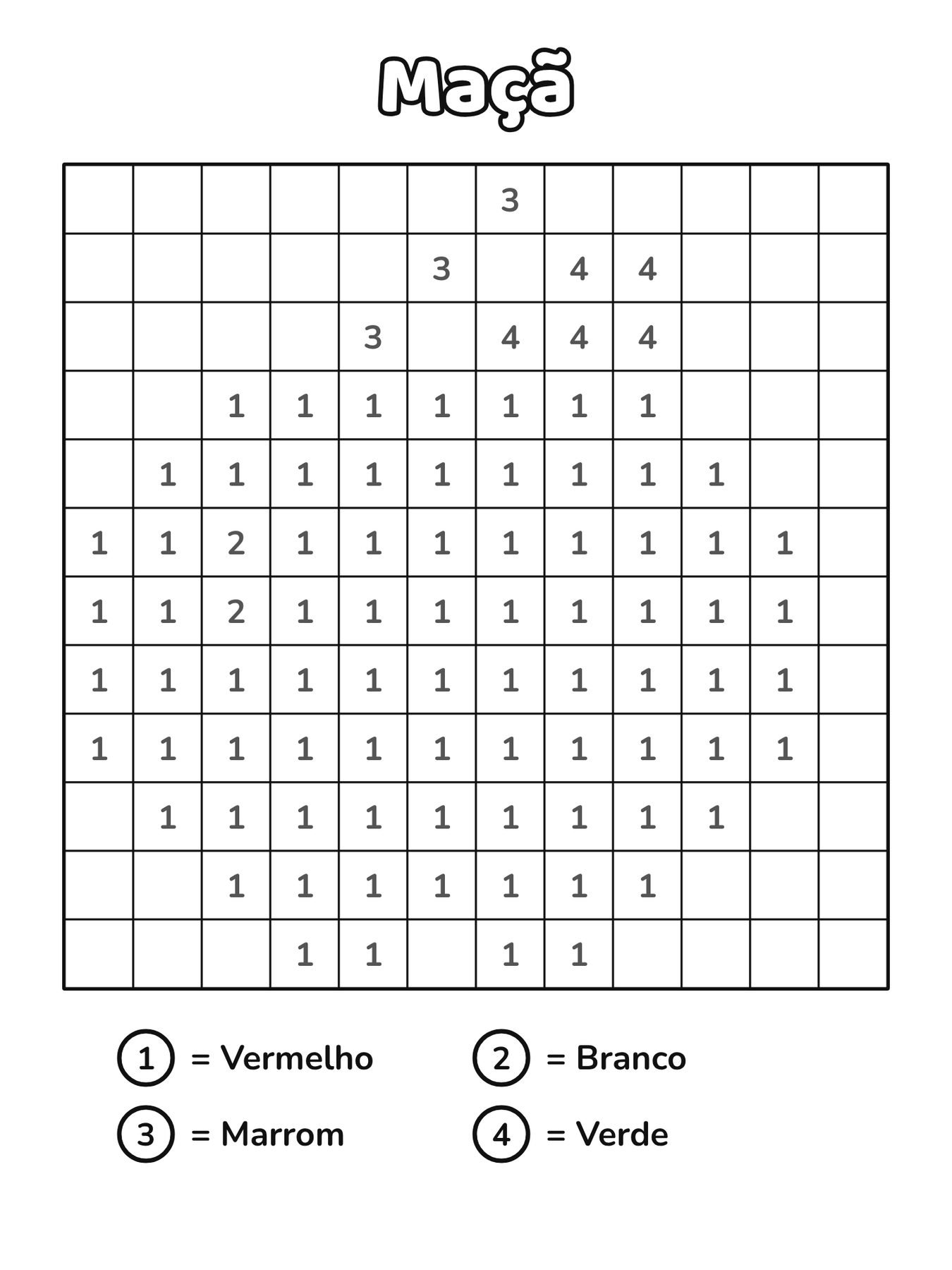 Maçã em mosaico para pintar por números