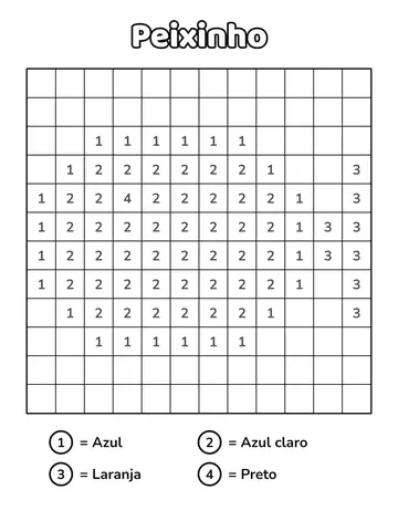 Peixinho em mosaico para pintar por números