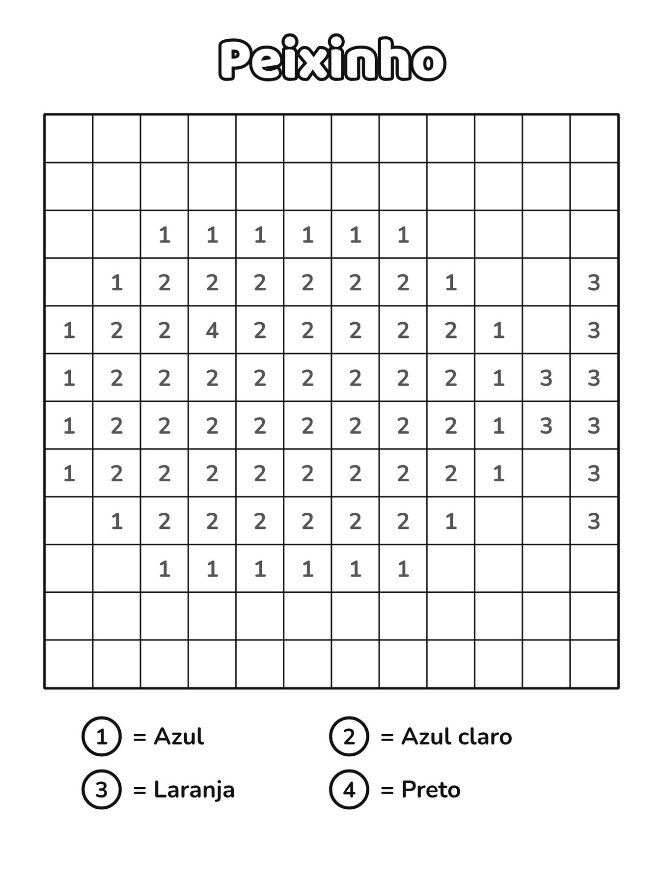 Peixinho em mosaico para pintar por números