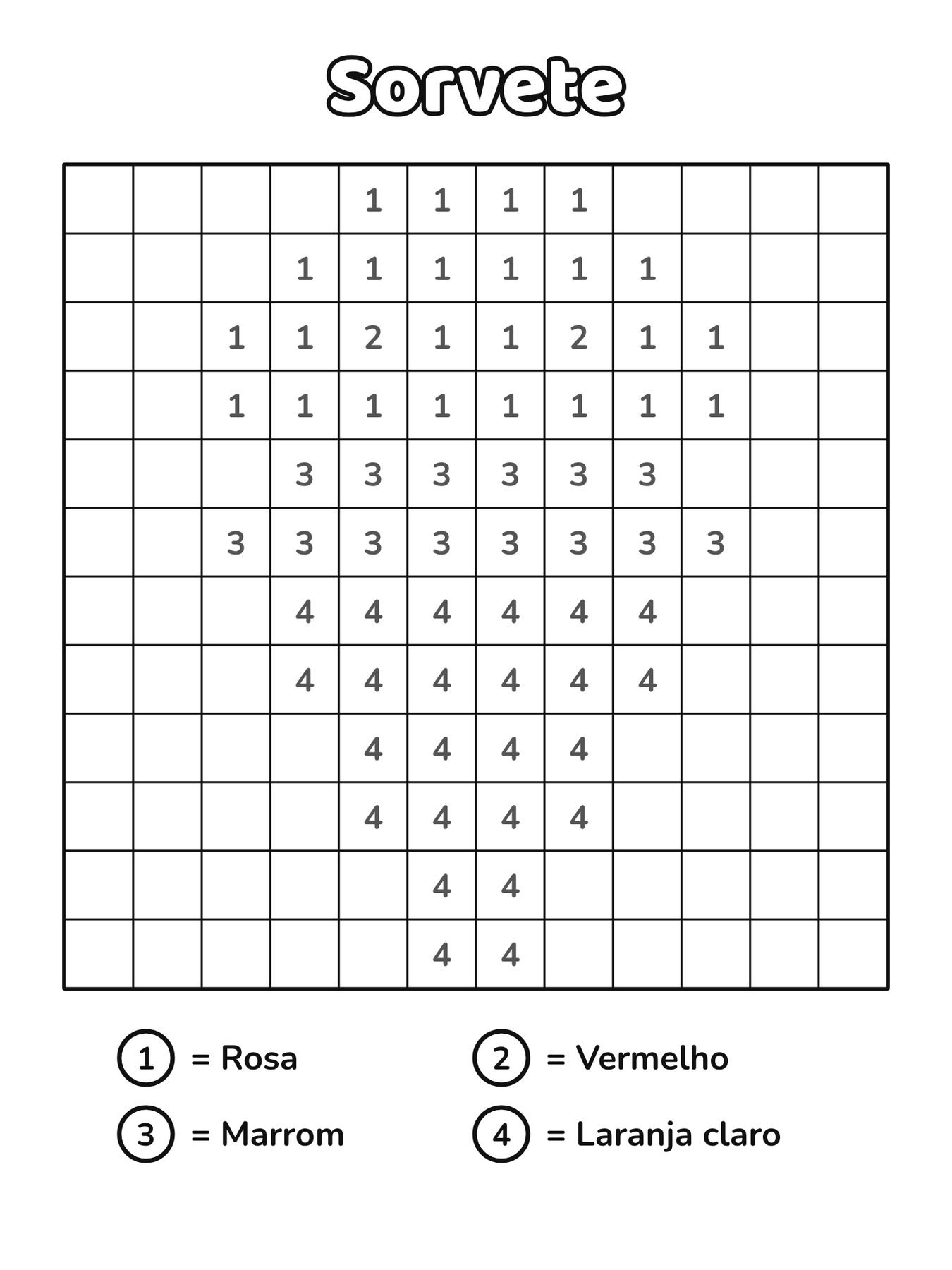 Sorvete em mosaico para pintar por números