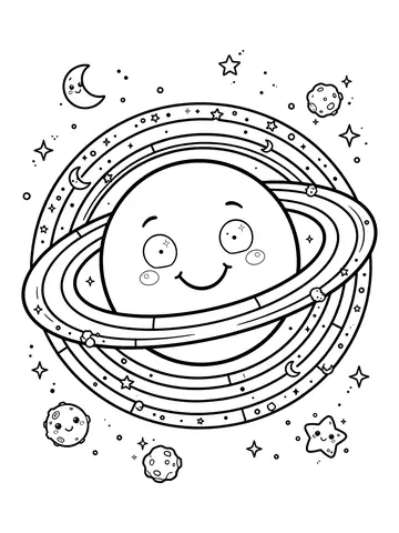 Desenho de planeta Saturno com seus anéis para colorir