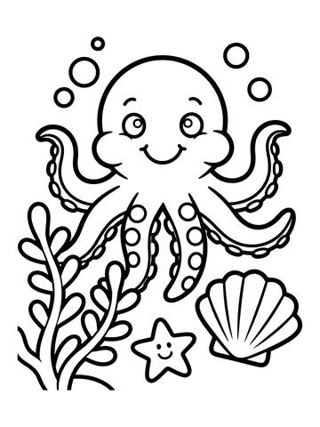 Desenho de polvo sorridente para colorir