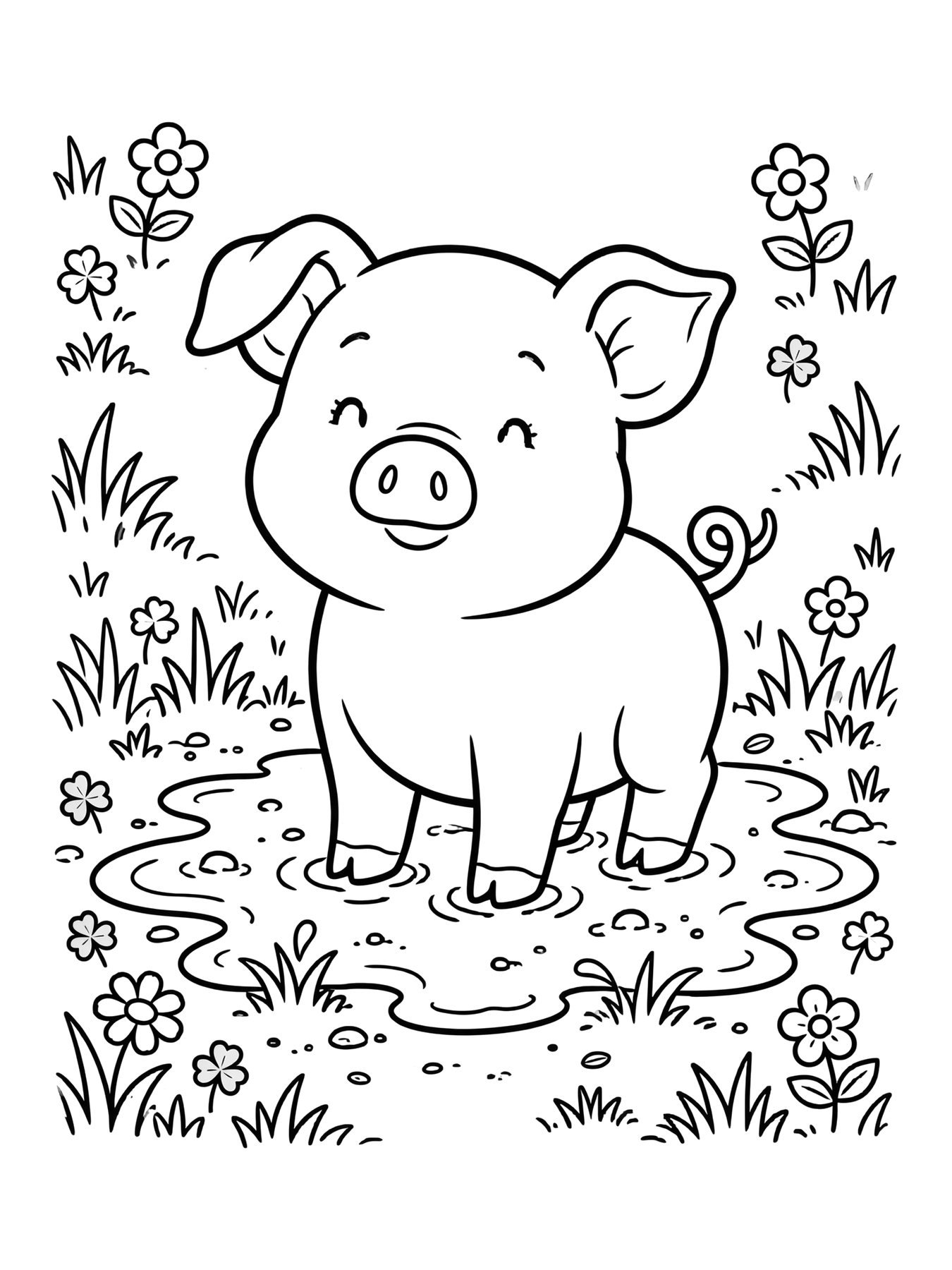 Desenho de porquinho fofo para colorir