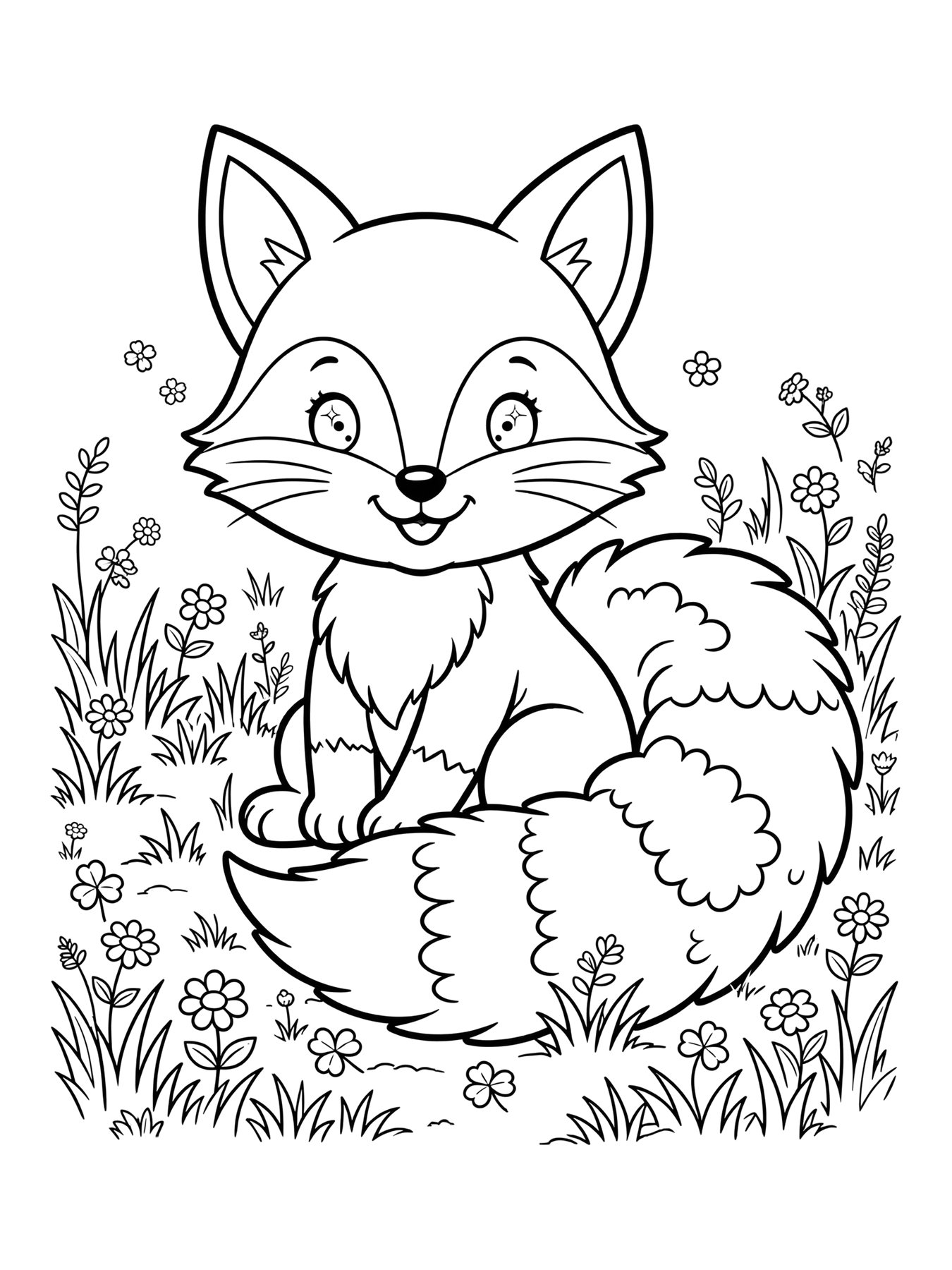 Desenho de raposa fofa para colorir