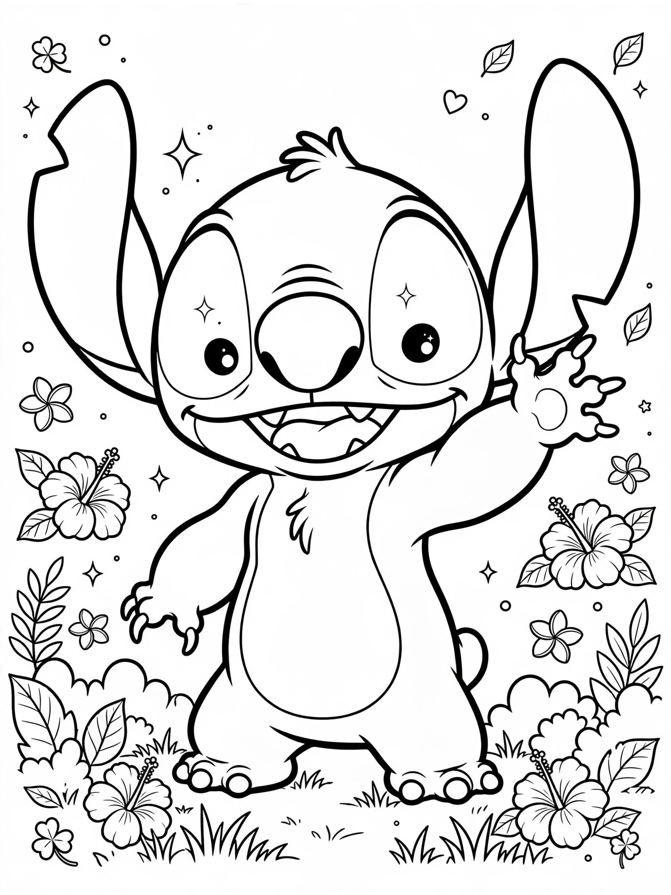 Desenho de Stitch fofo sorrindo para colorir
