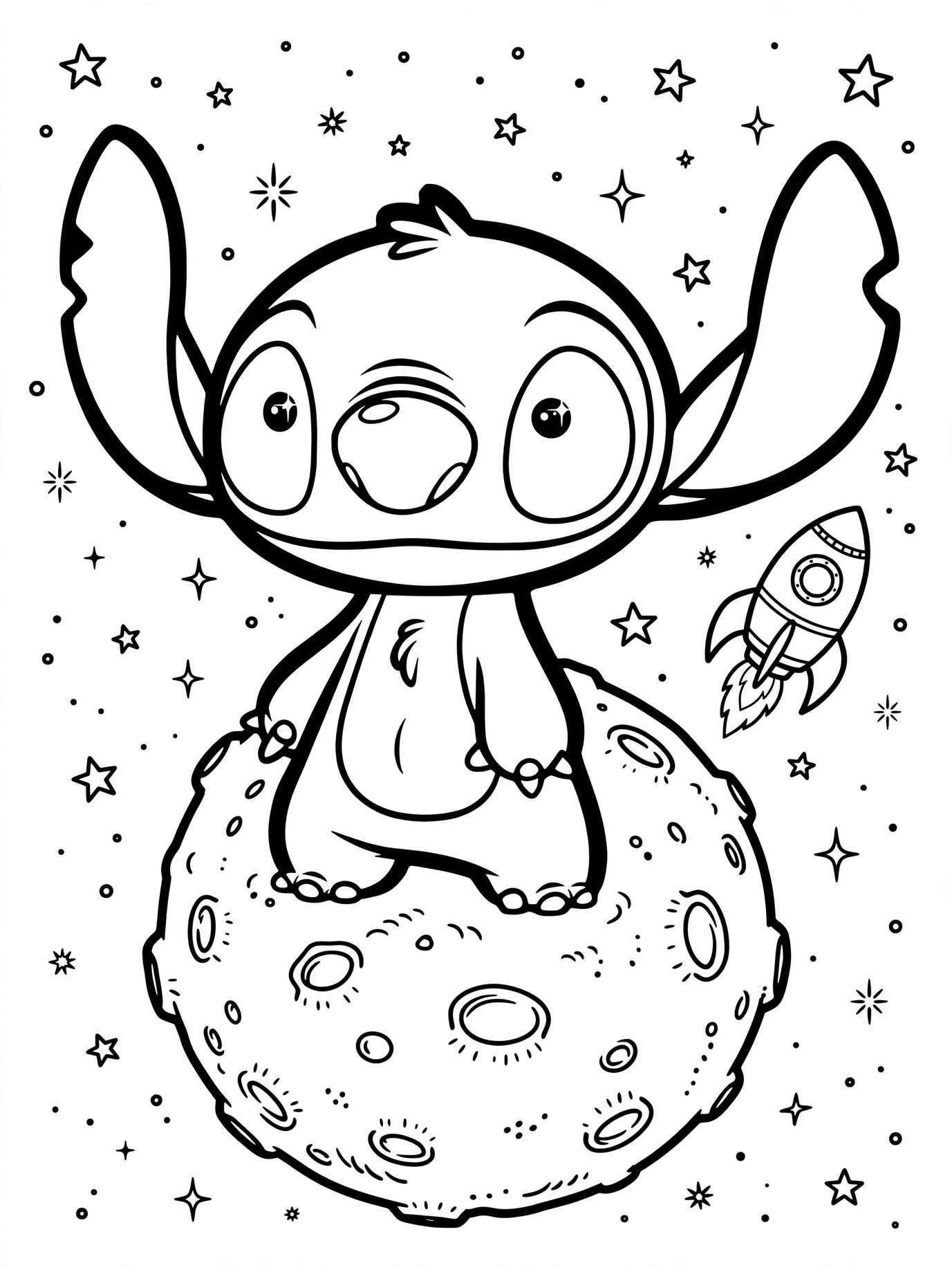 Desenho de Stitch no espaco para colorir