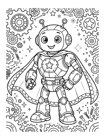 Desenho de super-herói original robô amigo para colorir