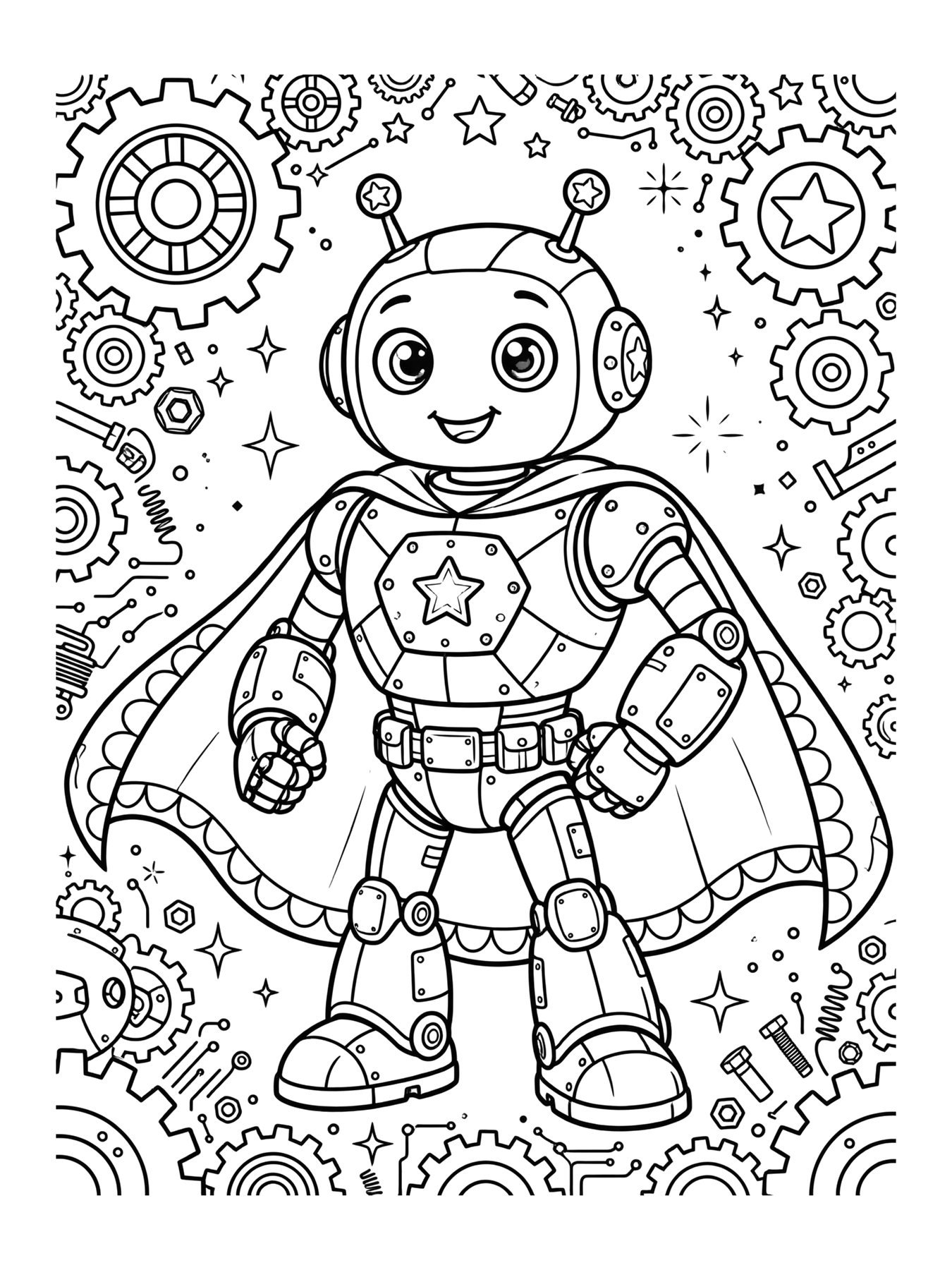 Desenho de super-herói original robô amigo para colorir