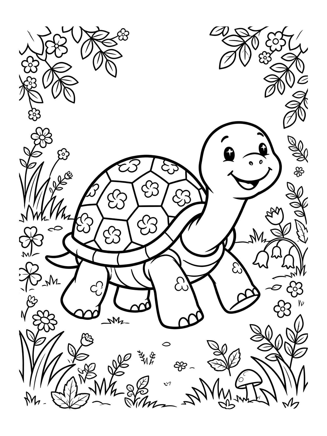 Desenho de tartaruga fofa para colorir
