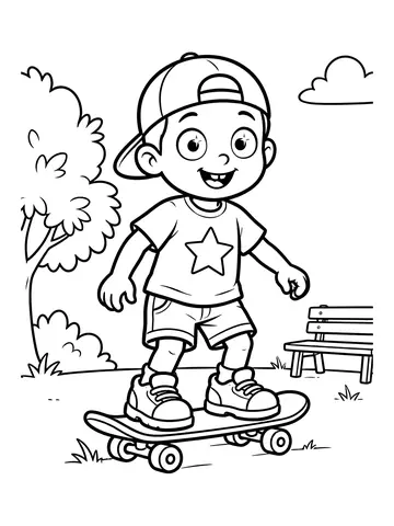 Desenho de tito andando de skate para colorir