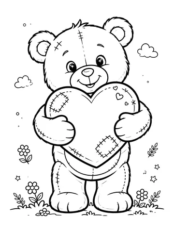Desenho de ursinho com coração para colorir