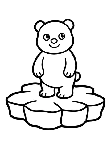Desenho de urso polar no gelo para colorir