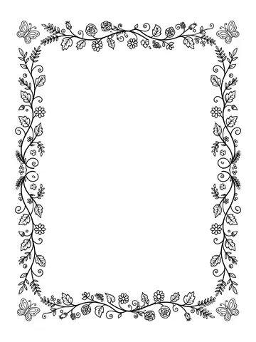 Desenho de versículo em moldura de flores sem texto para colorir