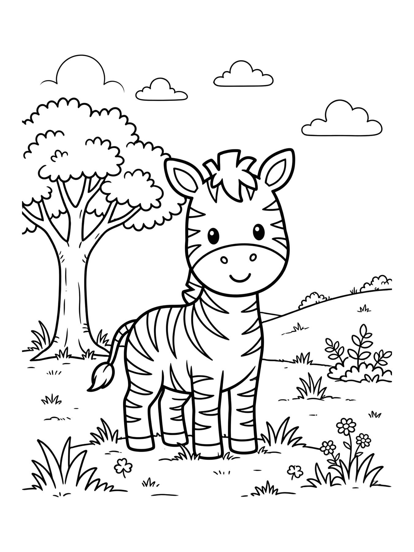 Desenho de zebra fofa para colorir