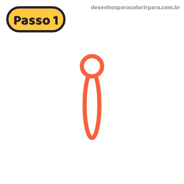 Passo 1: corpo oval e cabeça da borboleta