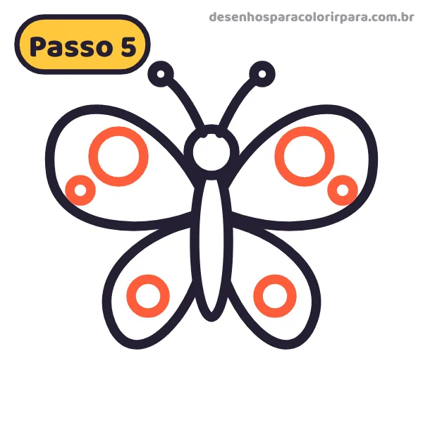 Passo 5: borboleta completa com padrões nas asas